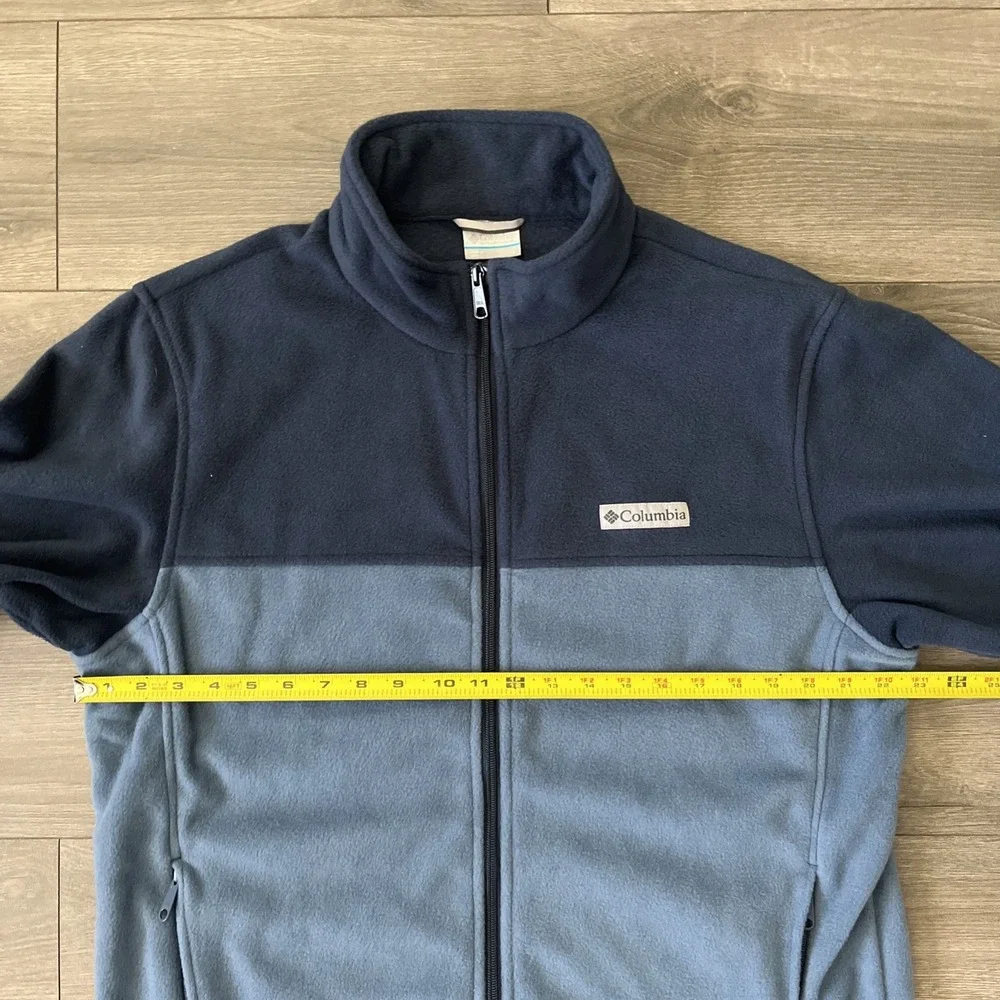 Columbia Full Zip Fleece Jacket Mens L 2-Tone Blue